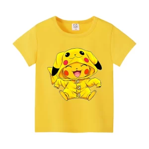 T-shirt Jaune Enfant Pokemon Bébé Pikachu Cosplay