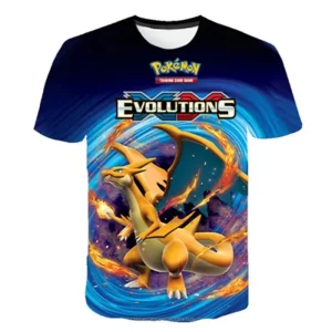 T-shirt Logo 3D Pokemon Evolution 5 Dracaufeu