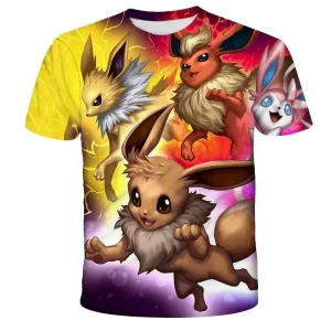 T-shirt Cartoon Pokemon Enfant Famille Evoli