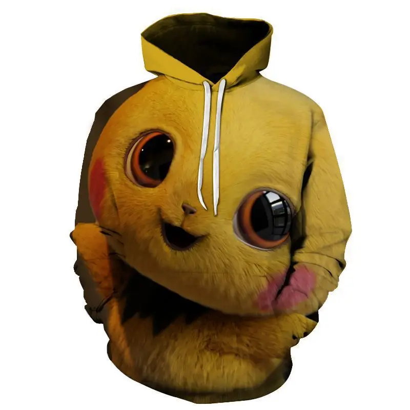 Sweat à Capuche Pokémon Surdimensionné Pour Enfant - Taille Unique 6-12 Ans - Jaune Avec Pikachu 3D - Doublure Polaire