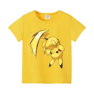T-shirt Jaune Enfant Pokemon Pikachu Attaque Queue